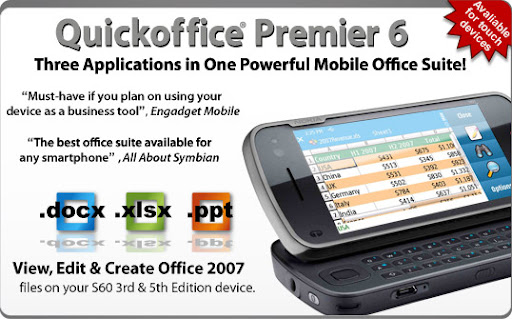 quickoffice quickoffice Free Download Application, Quick Office Premier v6.2.153 Full Version for s60v3 and s60v5