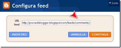 configura feed commenti