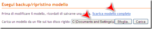 caricare file xml template