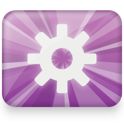 Logo for Gnome-Do, a simple gear on a light star purple background.
