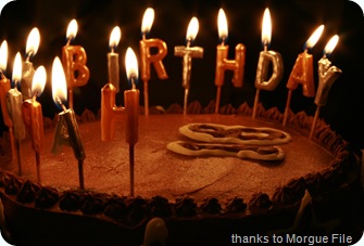 Birthday Cake - candles lit
