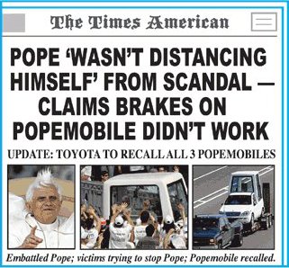Pope 'wasn't distancing himself' from scandal - claims brakes on Popemobile didn't work