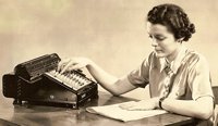 Woman with adding machine