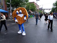Man in bagel costume