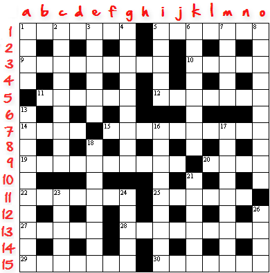 15x15 Crossword Grid, Numbered