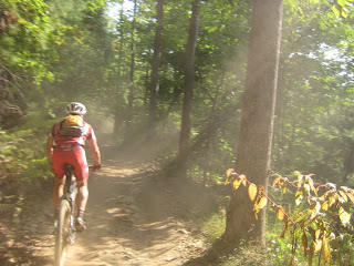So much dust going down Milma, looked cool, but wasn't really cool to ride through