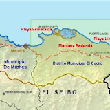 Mapa del pueblo de Miches con sus distritos municipales La Gina y El Cedro , Dominican Republic - http://www.rancholacueva.com