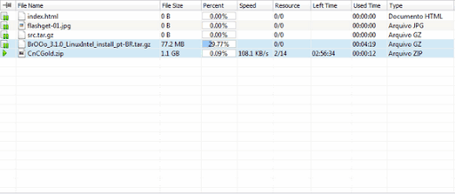 Lista de downloads (tarefas) tarefas de download do flashget