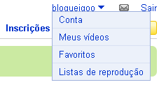 menu de opcoes do youtube