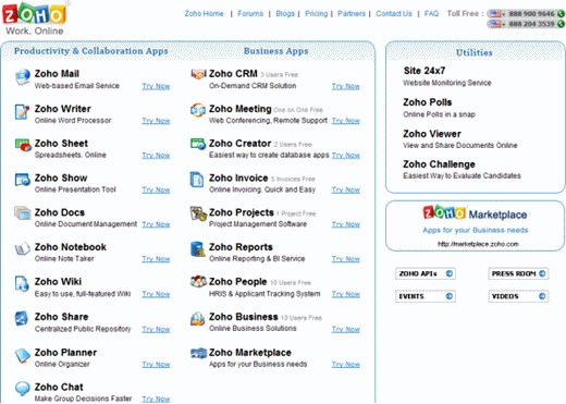 ZOHO Web Based Productivity Office Suite