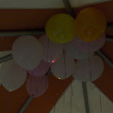 It didn't come though too well here, but the white balloons had blinking lights inside, which lit them up quite well in the dark.