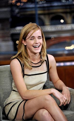 Sexy Harry Potter Actress Emma Watson on studio for the David Letterman Late