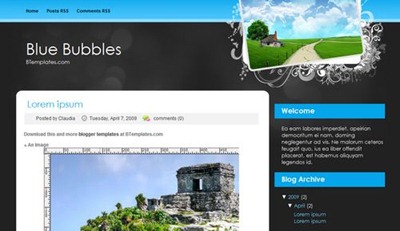 blue-bubbles-blogspot-template, blogger template design