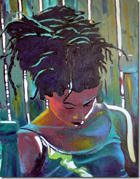 Floryse, la lectrice de bonnes aventures, acrylique sur toile,60x80 juil.2010