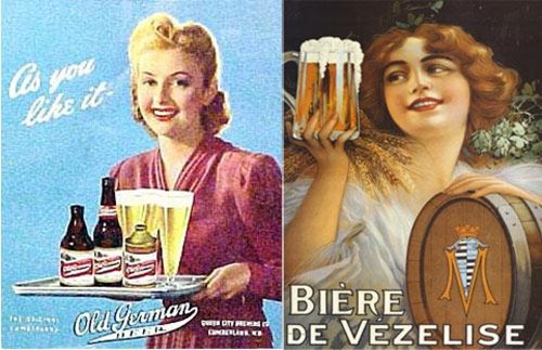 Cartazes antigos de cervejas com mulheres
