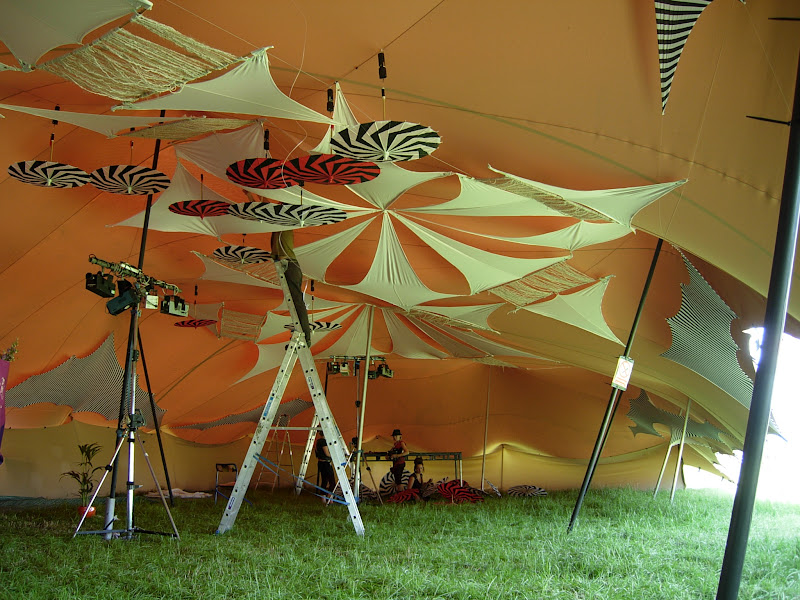 IDSpirals impressive decor inside the Intent, Glastonbury 2009