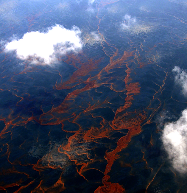 An aerial shot of the BP Gulf oil spill from about 3,000 feet. David Quinn / AP