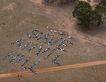 On 2-3 June, 2007 more than 400 people from around New South Wales gathered in peaceful protest near the proposed Anvil Hill mine site. To voice their opposition the hundreds lined up to form a huge human sign reading 'Save Anvil Hill'. Local speakers addressed impacts of Hunter Valley coal mines, including climate change, loss of the wine industry, increased pollution, and water use. www.anvilhill.org.au