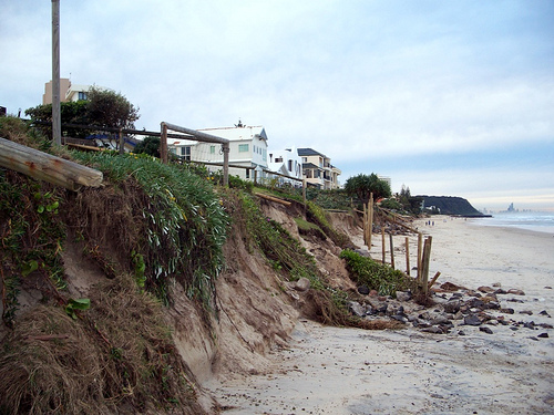 Beach Erosion at Palm Beach QLD Australia, 24 June 2009. One of the many severely eroded beaches on the Gold Coast of QLD Australia. The erosion was from extremely high tides and a number of tropical cyclonic storms. Where the pic was taken from, there was once a street with houses that were washed away during high seas C1970. tannykid / flickr