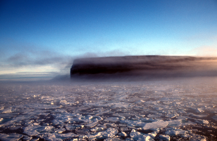 Beechey Island, which is just off the southwest corner of Devon Island in Barrow Strait. The island figures prominently in the history of the Northwest Passage: several of Franklin's men were found buried here. It was also a general meeting place of many ships searching for the lost Franklin expedition. From 'In Pursuit of a Northwest Passage,' Princeton University Library 
