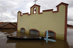 A flooded church in Bacabal is pictured, in the northeastern state of Maranhao, in this May 12, 2009 file photo. REUTERS/Paulo Whitaker/Files