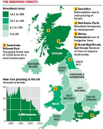 Shrinking UK forests. independent.co.uk