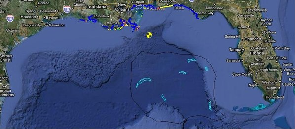 A NOAA projection shows where the spill is expected to have spread by Friday, 18 June 2010. NOAA