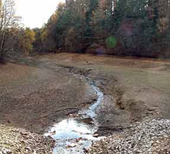 Drought - A dried up Arm of Ardingly Reservoir, courtesy of the Sussex Ouse Conservation Society. Photographer: Mark Davis &ndash; 15th November 2003