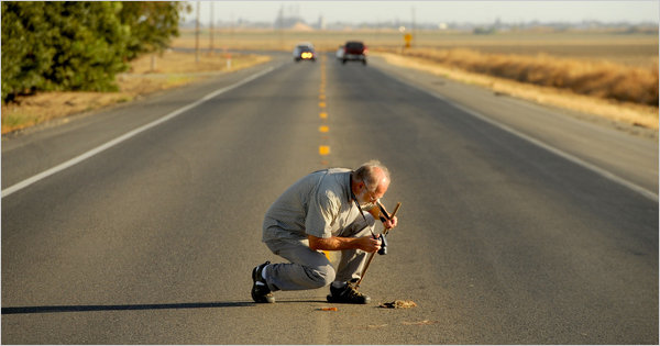Ron Ringen has logged more than 1,400 animals for a roadkill project. 'I&rsquo;m almost a fanatic with it,' he said. 'You get hooked.' Noah Berger for The New York Times