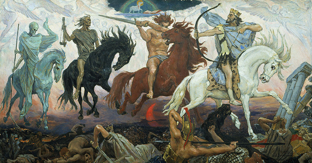 Русский: Воины Апокалипсиса. Four Horsemen of Apocalypse, by Viktor Vasnetsov (1848-1926). Painted in 1887. wikipedia.org