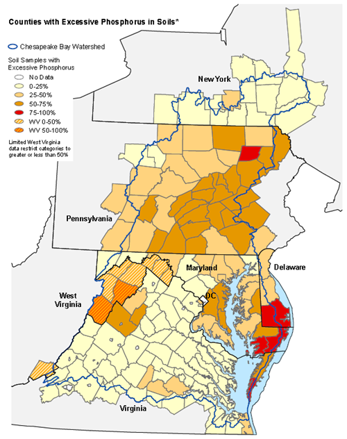 Counties with Excessive Phosphorus in Soils, 2000-2009. ewg.org