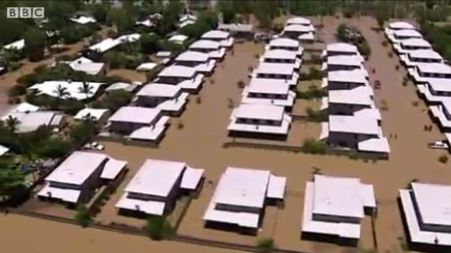 Aerial footage shows the extent of the flood damage in Queensland, Australia, 31 December 2010. BBC