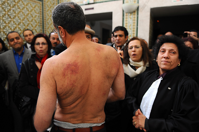 Tunisian lawyers who protested in solidarity with jobless and frustrated youth allege that police tortured them. AFP