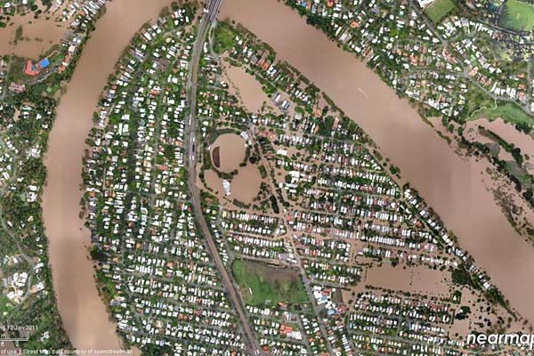 Aerial view of flooding in Chelmer, Australia on 13 January 2011. theage.com.au