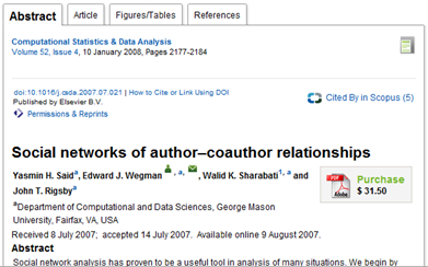 Abstract of the infamous climate denialist paper by Said and Wegmen, 2007. The paper has since been retracted by the journal, Computational Statistics and Data Analysis, for plagiarism.