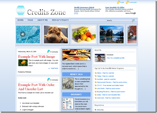 Credit Zone Blogger Magazine Templates