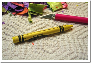 Cutting Crayon with Knife