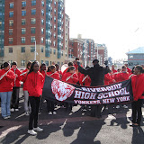 The arrival of the Barge was met by Riverside High School's marching band!