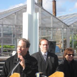Rick Magder speaking at the Science Barge press event.