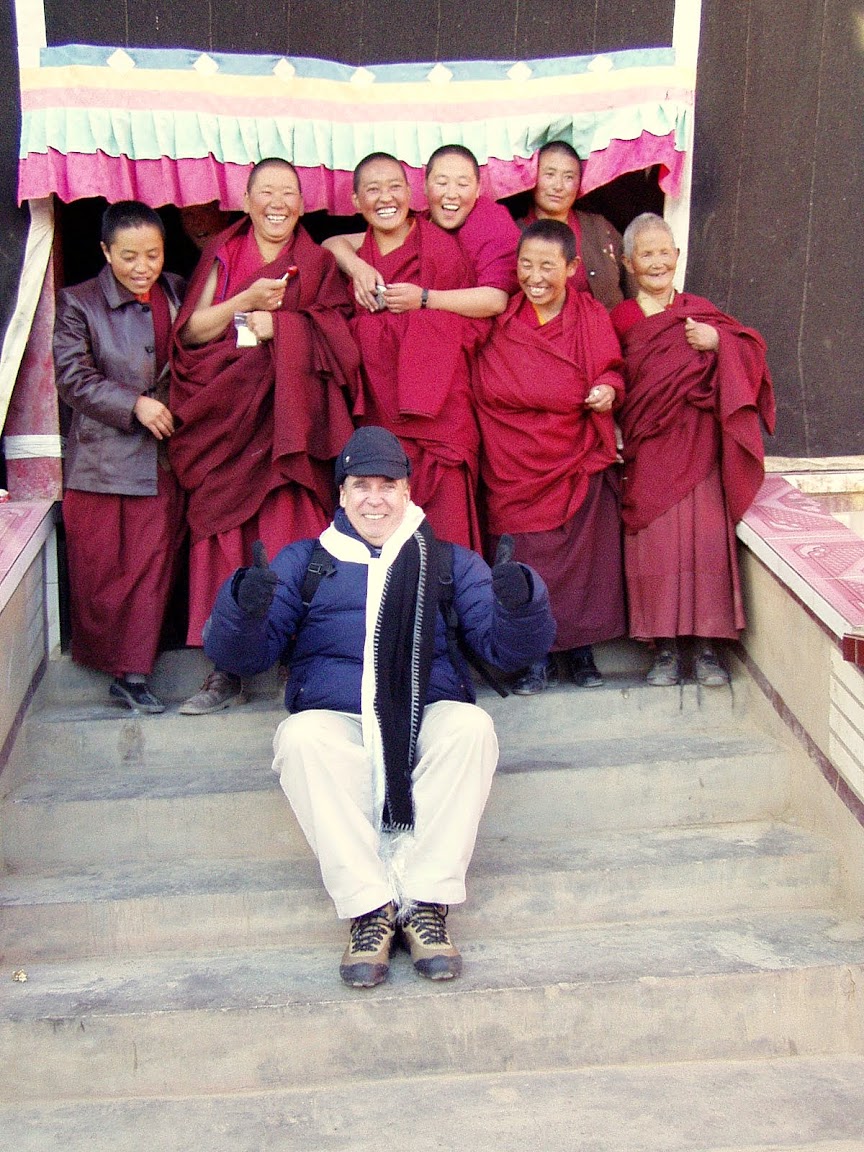 Tom with Tibetan nuns Tom with Tibetan nuns