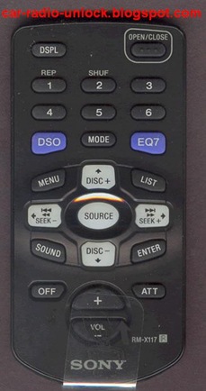 SONY RM-X117 REMOTE CONTROL for Sony CDX-M630