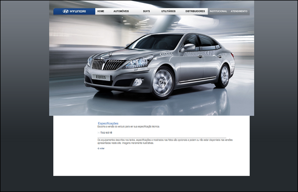 Hyundai Equus e Genesis aparecem no site oficial da marca no Brasil