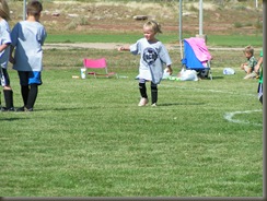 Brynn, age 5 playing in her first soccer game