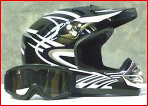 Black Motocross Helmet with Goggles