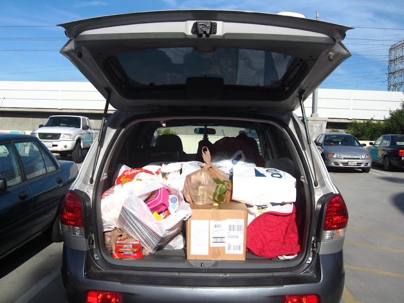 Chubby Bunny's little SUV was filled to brimming with donations to drop off at SMEDA!