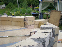 This was our progress after one day of bricklaying.