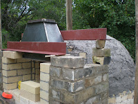 Beefy angle iron supports for chimney.