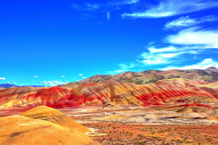 High dynamic render (HDR) overlook view of Painted Hills