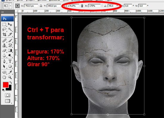 Redimensionando a estátua