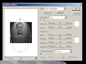 Efeito de Iluminação na estátua